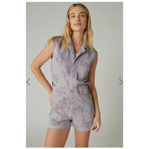 NEW Lucky Brand Laura Ashley Coverall Shorts Romper Denim Womens Large